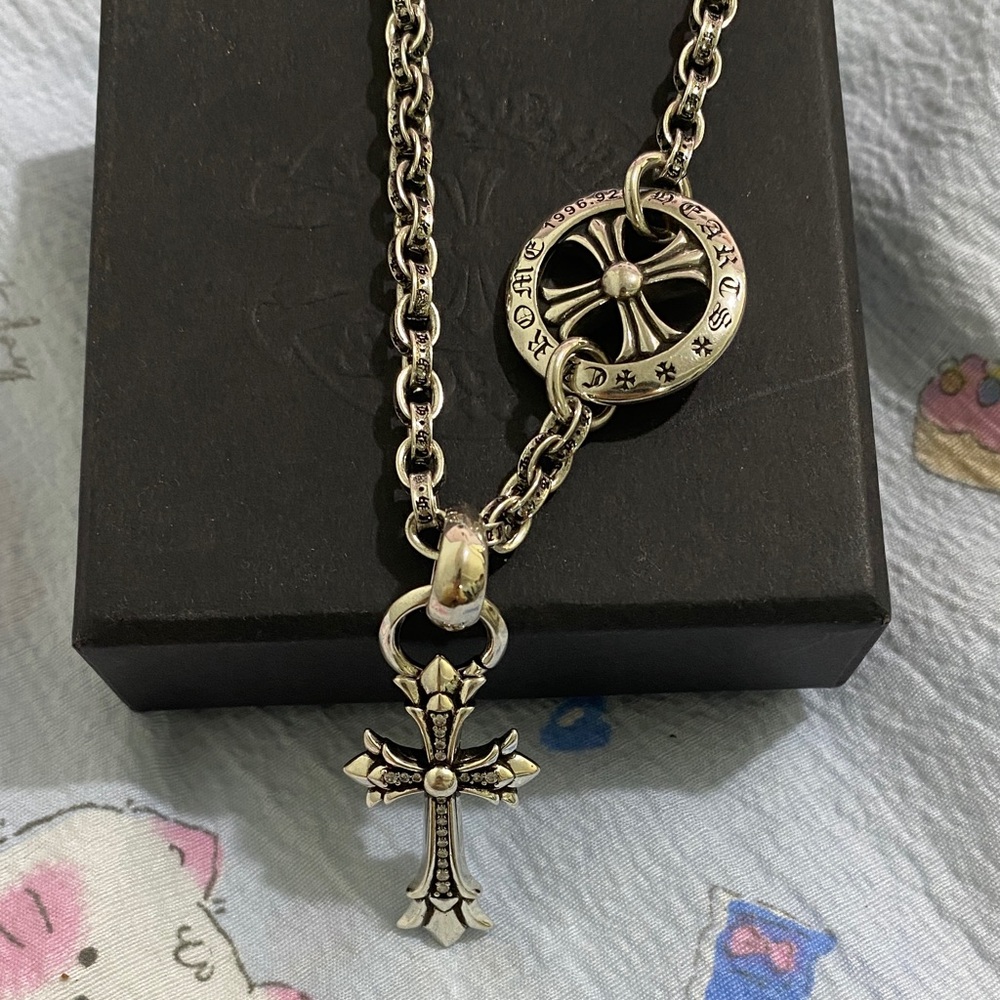 Chrome Hearts Classic Cross Necklace In Sterling Silver